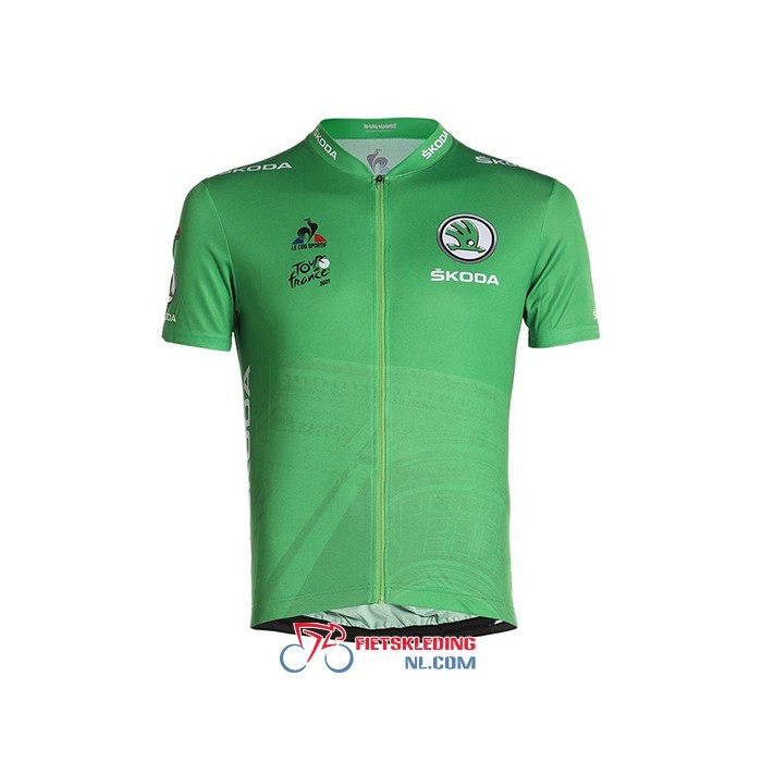 Tour de France Fietsshirt Met Korte Mouwen en Korte Koersbroek 2021 Groen